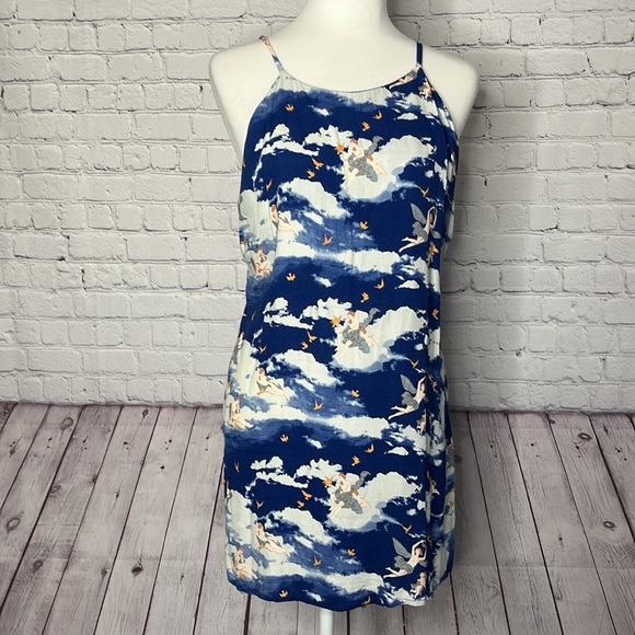 Reformation Freya Plunge Back Slip Dress in Cielo/Heaven Angel Print - Picture 2 of 9